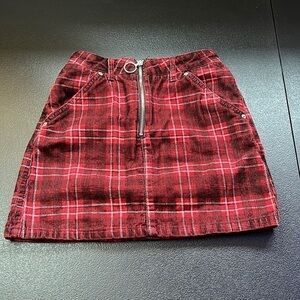 TOPSHOP Black&Red Plaid Zipper Mini Skirt SZ 2